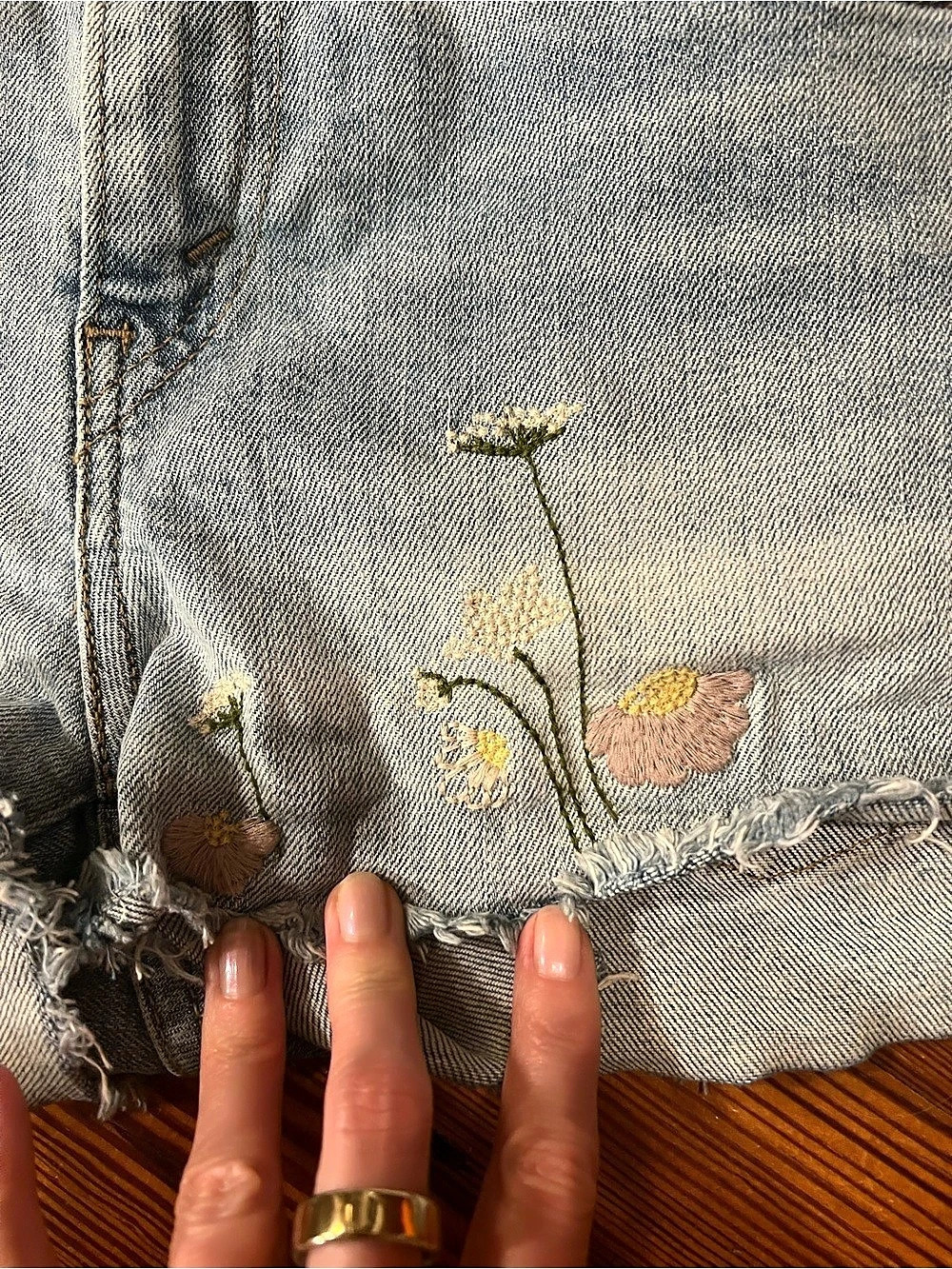 Levi's 501 Original Floral Embroidered Shorts Embroidered Denim Jean Shorts in